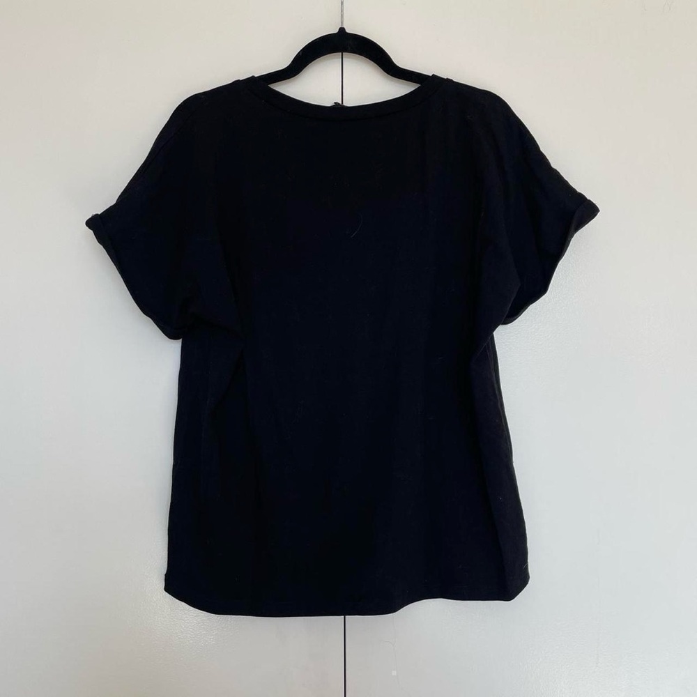 Black Boxy T-shirt with Sparkly Rhinestone Embellished Pocket | Size XL - Picture 5 of 7